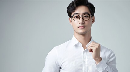 Wall Mural - A man in a white shirt and glasses posing for a picture