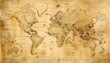 © theerachai - Vintage World Map: An aged and weathered world map, its paper texture and faded ink hinting at the passage of time. Explore the world through a bygone era, where continents shift and borders blur. A t