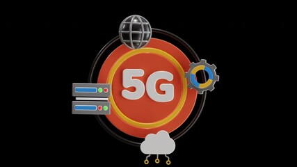 Aufkleber - 3D Animation of Connecting the World with the 5G Ecosystem | Alpha Channel