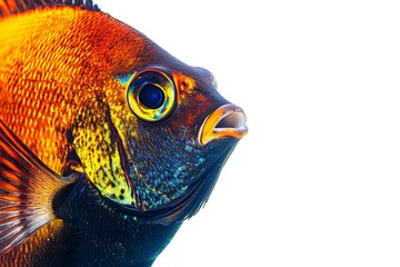 Mystic portrait of Angelfish in studio, isolated on white background