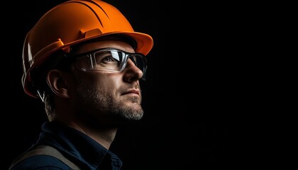 Canvas Print - A man wearing a hard hat and safety glasses