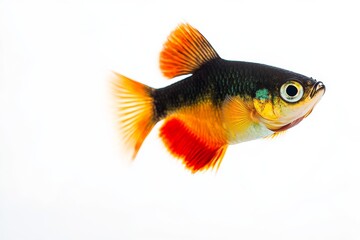 Mystic portrait of Platy Fish in studio, isolated on white background