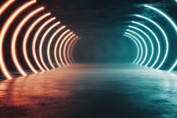 Wall Mural - a mesmerizing display of neon lights in a tunnel creating a captivating visual experience