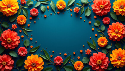 Wall Mural - Festive Papel Picado and Marigolds in Hispanic Design