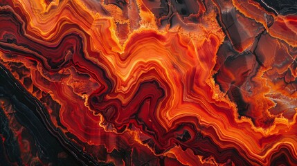 Fototapete - Fire red and orange marble texture that mimics lava flow.