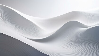 Fototapete - Abstract White wavy sculpted Horizontal background, wave of 3d white liquid flow of marble. Liquid flow texture. Fluid art Abstract-themed, photorealistic. Background design grey color gradients