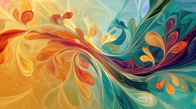Vibrant abstract sign representing relaxation and nature therapy, with flowing patterns placed on a serene naturalistic backdrop