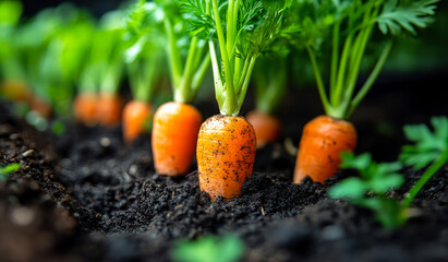 Wall Mural - A bunch of carrots are growing in the dirt