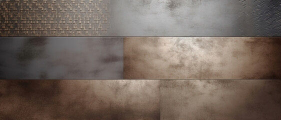 Set texture group of metallic gradient steel shiny background silver gold color. AI generated.