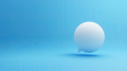 Fototapete - 3D white chat bubble floating against a solid blue backdrop, representing communication, chat features, or social media interactions.