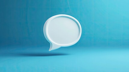 Fototapete - 3D white speech bubble on a smooth blue background, perfect for digital dialogue, chat interfaces, or messaging applications.