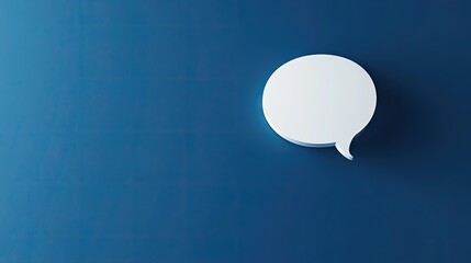 Poster - 3D white speech bubble with a deep blue background, creating a modern and clean visual for chat, messaging, or digital communication.