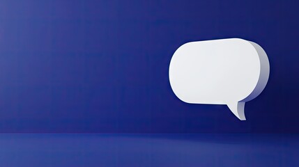 Poster - 3D white speech bubble with a deep blue background, creating a modern and clean visual for chat, messaging, or digital communication.