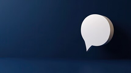 Poster - 3D white speech bubble with a deep blue background, creating a modern and clean visual for chat, messaging, or digital communication.