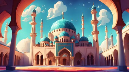 Wall Mural - A large building with a blue dome and white walls