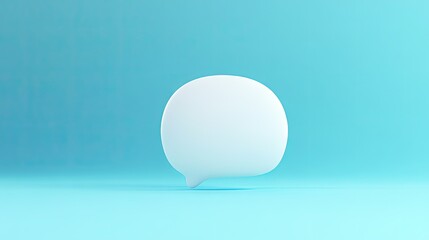 Fototapete - Abstract 3D white chat bubble on a vivid blue backdrop, perfect for illustrating communication, online chat, or message exchange