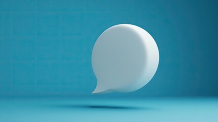 Fototapete - Abstract 3D white chat bubble on a vivid blue backdrop, perfect for illustrating communication, online chat, or message exchange