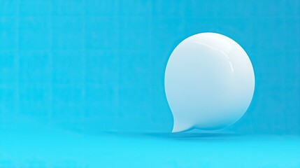 Fototapete - Bright 3D white chat bubble against a vibrant blue background, ideal for visualizing messaging, online interactions, or chat features. -