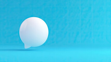 Fototapete - Bright 3D white chat bubble against a vibrant blue background, ideal for visualizing messaging, online interactions, or chat features. -