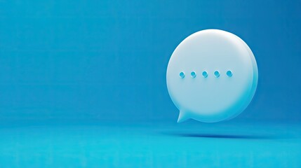 Fototapete - Bright 3D white chat bubble against a vibrant blue background, ideal for visualizing messaging, online interactions, or chat features. -