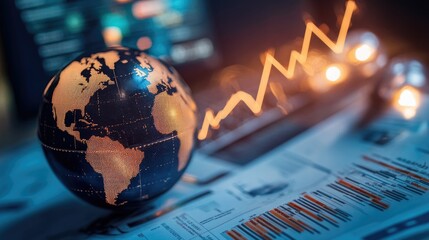 Poster - Electricity bill and a globe with a rising graph overlay, representing the global increase in energy costs.