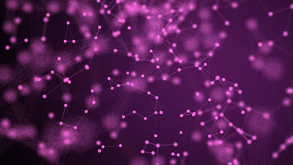 Poster - Digital plexus abstract technology. Abstract background with motion plexus purple dots and lines. Digital data network connectivity concept.