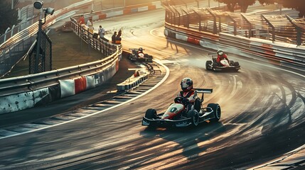 Kart Racing Action On The Track Speed And Competition