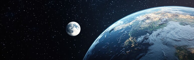 Aufkleber - Detailed 3D cartoon rendering of the Earth and moon as seen from space