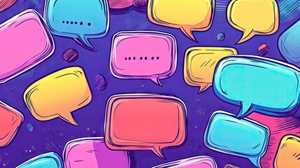 Fototapete - Stylish cartoon message boxes and speech bubbles with outline doodle designs and space for text. Ideal for adding dialogue and messaging elements to graphics.