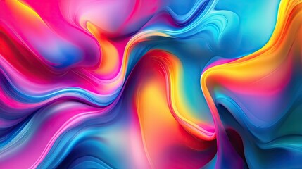 Poster - Vibrant, moving abstract background with colorful, flowing shapes creating a dynamic effect, ideal for design templates and creative projects.