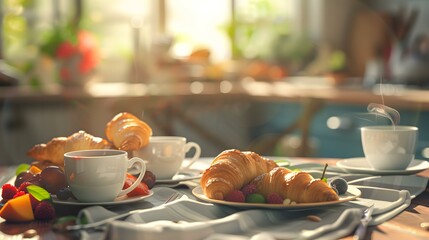 Delicious Breakfast with Croissants