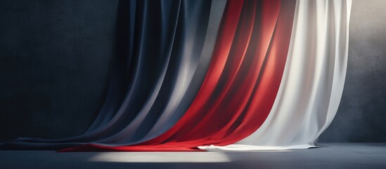 Poster - Studio backdrop featuring a draped flag 3D rendering