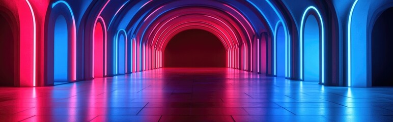 Poster - Interior architecture background featuring an empty arched passage in 3D render