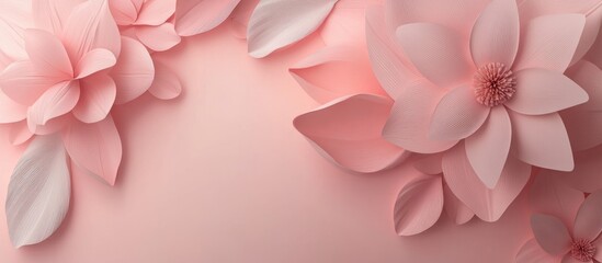 Poster - Abstract pink geometric floral shapes background ideal for 3D product presentation