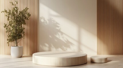 Poster - Cylinder podium mockup 3D rendering