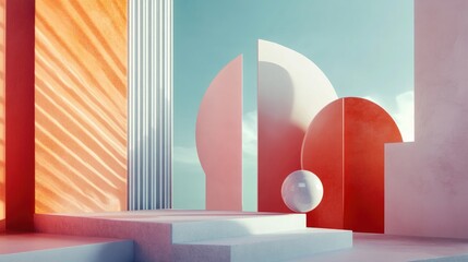 Aufkleber - Stunning backdrop featuring geometric shapes in a 3D illustration and rendering