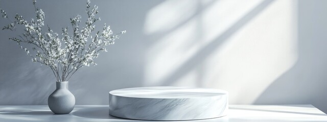 Poster - New item displayed on a sleek white pedestal 3D rendering 3D illustration