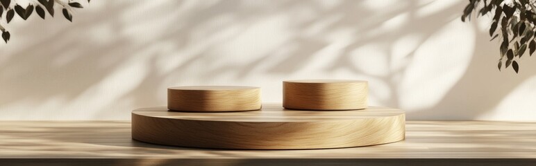 Aufkleber - Wooden display podium for products 3D render