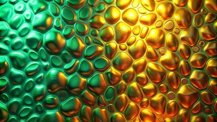 Shimmering bubble pattern in emerald and golden hues evoking luxury and opulence