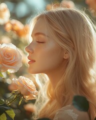 Canvas Print - portrait of a woman with flowers in her hair