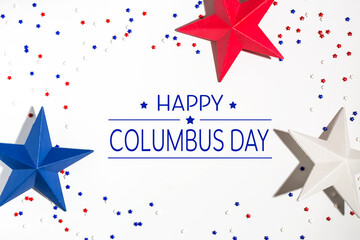 Wall Mural - Columbus day message with red and blue star decorations