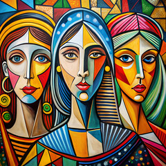 Canvas Print - COLORFUL ARTISTIC GRAFFITI OF WOMEN IN CUBIST AND POP ART STYLE