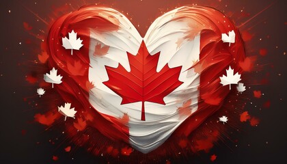 Heart shaped Canada flag for independence day