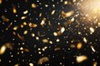 © Gatherina - Golden confetti is falling on black background