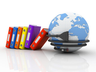 Poster - 3d rendering office document Binder with optical cable