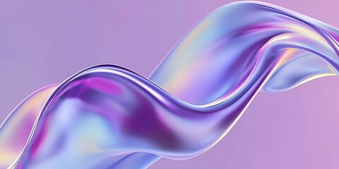 Wall Mural - Abstract fluid iridescent holographic neon curved wave in motion colorful background 3d render. Gradient design element for backgrounds, banners, wallpapers, posters and covers. Finest generative AI