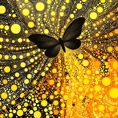 Wall Mural - A BUTTERFLY DIPPED IN YELLOW POLKA DOTS