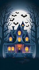 Sticker - halloween house cartoon