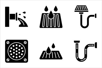 Wall Mural - Drain icon set. drainage vector illustration on white background