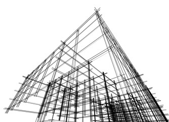 Wall Mural - Building 3d structure. Architectural background. 
